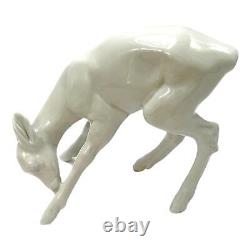 Schaubach Kunst Deer Fawn White Figurine Pottery E Germany Art Deco Vintage 50s