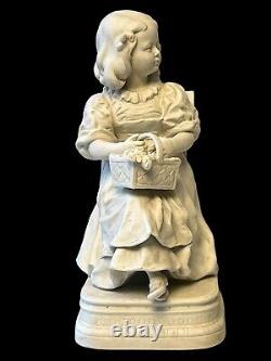 Scheibe Alsbach Porcelain Bisque Figure Girl With Flower Basket Marked Germany