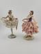 Set Of 2 Volkstedt Germany Dresden Lace Small Ballerina Pink Porcelain Figurines