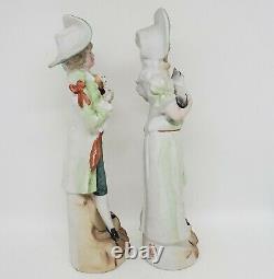 Set of 2 Vintage Leube and Co Bisque Porcelain Figurines Reichmannsdorf Germany