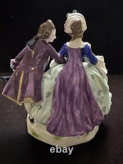 Sitzendorf German Porcelain Couple With A Dog Figurine 7