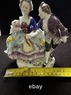 Sitzendorf German Porcelain Couple With A Dog Figurine 7