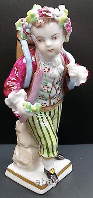 Sitzendorf Porcelain Figurine Boy Harvesting Grapes German Vintage Antique Rare