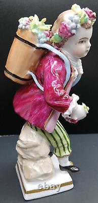 Sitzendorf Porcelain Figurine Boy Harvesting Grapes German Vintage Antique Rare