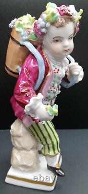 Sitzendorf Porcelain Figurine Boy Harvesting Grapes German Vintage Antique Rare