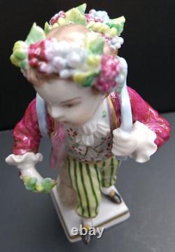 Sitzendorf Porcelain Figurine Boy Harvesting Grapes German Vintage Antique Rare