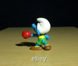 Smurfs Boxer Smurf 20419 Red Boxing Gloves PVC Figure 80s Vintage Toy Figurine
