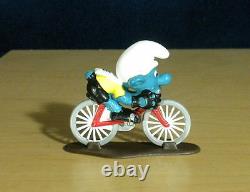 Smurfs Cyclist Bicycle Smurf 40501 Germany Rare Vintage Figure PVC Toy Figurine