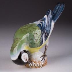 Spring Bird Eating Pianted Vintage Figurine Porcelain By Meissen Germany 1963
