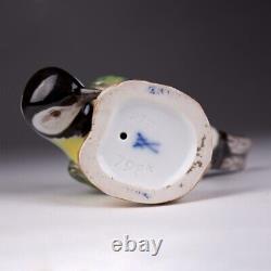 Spring Bird Eating Pianted Vintage Figurine Porcelain By Meissen Germany 1963