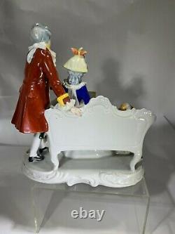 Stunning Vintage Porcelain Lace Erphila Germany Figurine Count & Countess withDog