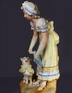 Super Rare Gebruder Heubach Anthropomorphic Singing Cat German Bisque Figurine