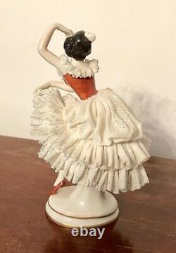 Superb 6 Tall Vintage VOLKSTEDT Germany Ballet Dancer w Lace Porcelain Figurine