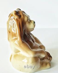 Surprised Sitting Lion Figurine Porcelain Vintage By LIPPELSDORF Germany Gift