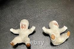 Two 3 Inch Snowbabies German Vintage 1930's Holidays