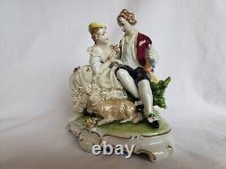 Unter Weiss Bach Porcelain Figurine Couple Lamb Dresden Antique