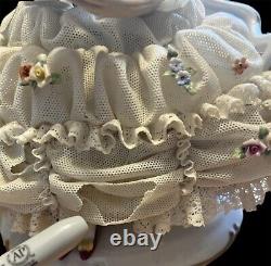 Unterweissbach Porcelain Lace Figurine Lady With Parrot Made in Germany ASIS