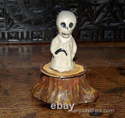 Unusual Antique German Halloween Composition Mache GHOST Candy Container Early
