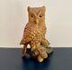 Very Rare Vintage Hand Carved Light Wood & Painted Owl Figurine