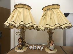 VINTAGE HUMMEL LAMP SET GIRL BOY WithORIG BOXES WEST GERMANY PREOWNED