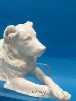 VINTAGE KPM Berlin Porzellanmarken WHITE PORCELAIN SETTER DOG FIGURINE 9.5