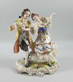 VINTAGE Volkstedt Dresden Lace Dancing Couple 10 Figurine Germany