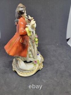 VOLKSTEDT GERMAN PORCELAIN LACE FIGURINES Harp And Flute Couple 1762 ANTIQUE