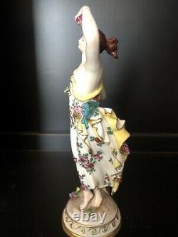 VOLKSTEDT Porcelain MUSE Goddess Lady with Grapes 10.75 Germany Antique Figurine