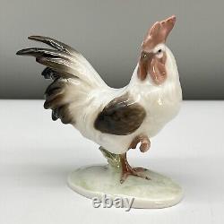 VTG 939 ROSENTHAL Porcelain ROOSTER FIGURINE K Himmelstoss WHITE BROWN 50s MINTY