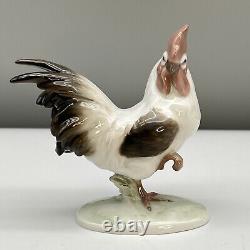 VTG 939 ROSENTHAL Porcelain ROOSTER FIGURINE K Himmelstoss WHITE BROWN 50s MINTY