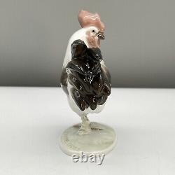 VTG 939 ROSENTHAL Porcelain ROOSTER FIGURINE K Himmelstoss WHITE BROWN 50s MINTY