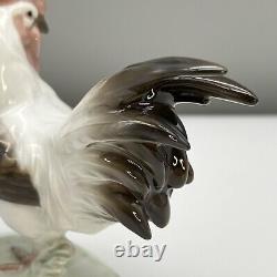 VTG 939 ROSENTHAL Porcelain ROOSTER FIGURINE K Himmelstoss WHITE BROWN 50s MINTY