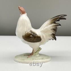 VTG 939 ROSENTHAL Porcelain ROOSTER FIGURINE K Himmelstoss WHITE BROWN 50s MINTY