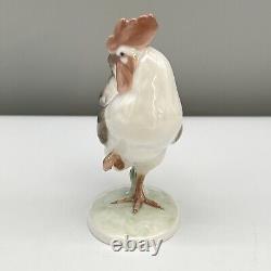 VTG 939 ROSENTHAL Porcelain ROOSTER FIGURINE K Himmelstoss WHITE BROWN 50s MINTY