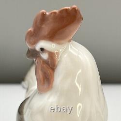 VTG 939 ROSENTHAL Porcelain ROOSTER FIGURINE K Himmelstoss WHITE BROWN 50s MINTY