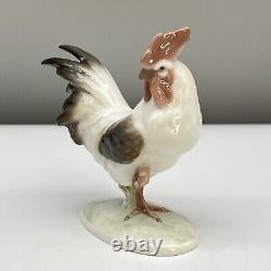 VTG 939 ROSENTHAL Porcelain ROOSTER FIGURINE K Himmelstoss WHITE BROWN 50s MINTY