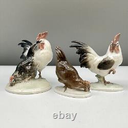 VTG 939 ROSENTHAL Porcelain ROOSTER FIGURINE K Himmelstoss WHITE BROWN 50s MINTY