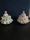 Vtg Germany Dresden Lace 2 Ladies Figurines Seated On Chair With Fan 2.5x3