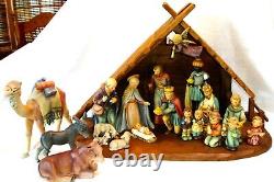 VTG HUMMEL GOEBEL PORCELAIN 18 PC NATIVITY FIGURINE SET with Manger, W GERMANY