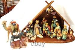 VTG HUMMEL GOEBEL PORCELAIN 18 PC NATIVITY FIGURINE SET with Manger, W GERMANY