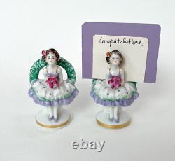 VTG Lady Place Card Holder Woman Mini Figurine Porcelain Lot Germany Volkstedt