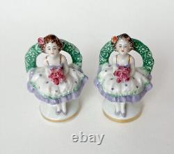 VTG Lady Place Card Holder Woman Mini Figurine Porcelain Lot Germany Volkstedt