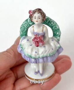 VTG Lady Place Card Holder Woman Mini Figurine Porcelain Lot Germany Volkstedt