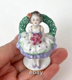 VTG Lady Place Card Holder Woman Mini Figurine Porcelain Lot Germany Volkstedt