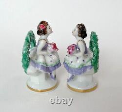 VTG Lady Place Card Holder Woman Mini Figurine Porcelain Lot Germany Volkstedt