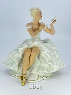 VTG Schaubach Kunst-Wallendorf-Porcelain Figure-Ballerina-Ballteuse with Mirror