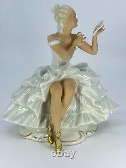 VTG Schaubach Kunst-Wallendorf-Porcelain Figure-Ballerina-Ballteuse with Mirror