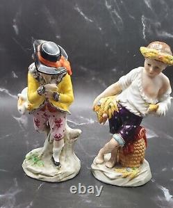 VTG Sitzendorf Rare Set of 2 Porcelain Figurines mark 1900s Made in Germany