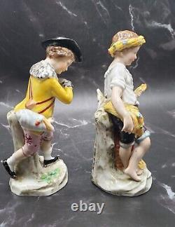 VTG Sitzendorf Rare Set of 2 Porcelain Figurines mark 1900s Made in Germany