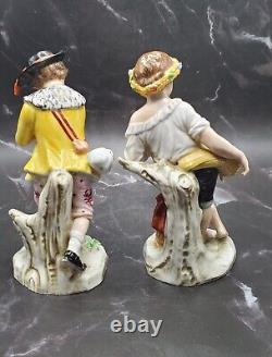 VTG Sitzendorf Rare Set of 2 Porcelain Figurines mark 1900s Made in Germany